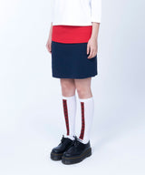 フォールデッド カラーブロック スカート (navy)