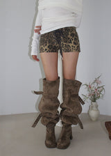 LEOPARD EYELET SHORTS
