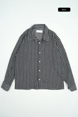 Vina sheer check wrinkle shirt