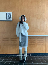 グレーレースミディウールスカート