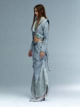 Emoha Silver Cat Tail Burst Leather Jacket
