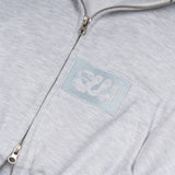 SW LOGO CROP ZIP UP HOODIE - WHITE MELANGE