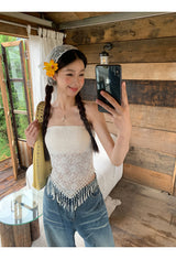  Tassel France Lace  Pad Tube Top
