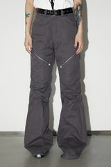 Flare Distressed Zip Cargo Pants