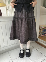 Bihina Flower Shirring Long Skirt