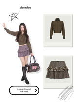 Leopard sweet frill skirt