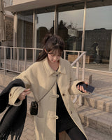Wool buckle long coat