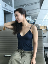 Deep V-neck Sleeveless (Navy)