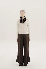 Frill sweat pants - deep brown