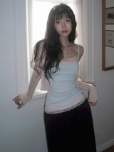 [MADE] Heart-Drop Lace & Cubic Heart Camisole