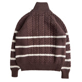 [UNISEX/Overfit] クラウンハチカラーコンビネーションストライプドハイネックツーウェイジップアップ (3 colors)