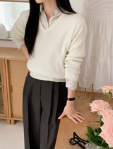 Simple Basic V-neck Knit (10color)
