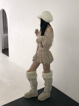 cable wool pumkin shorts(3 color) 