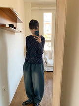 26SS★ [BAONHAUS] Sorea Flower Ribbed Long Sleeve Tee