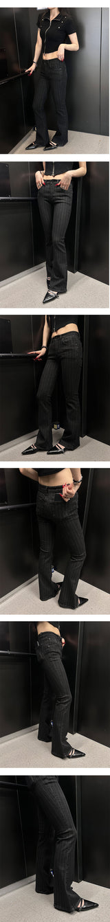 ストライプブーツカットパンツ