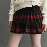 VELLA CHECK CANCAN MINI SKIRT - 2 COLOR