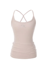 Jewel cross back tank top - pink 