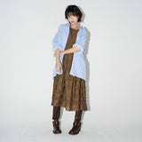 FRILL LONG ONE-PIECE  (Brown)