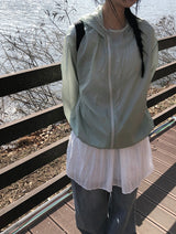 Karin Diagonal Zipper Windbreaker String Hood Jacket