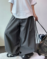 SIDE LIGHTENING 🩶💛🖤 NYLON OVER WIDE OVER LONG PANTS 💛3COLOR
