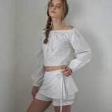 Mellow Ribbon Wrap Skirt_White