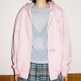 [SUTEKXWEBHOUSE] Strawberry Check Hoodie Zip-up - Pink