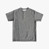 Front cut line henry-neck short sleeve t-shirt