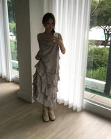 evelyn ruffle long dress