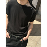 [S/S] Side zipper half knit t-shirts(3color)