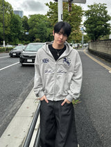 ウェスト セミクロップド ジップアップ フーディ