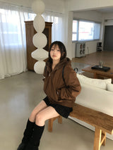 Suede fur hooded jumper (2 colors)
