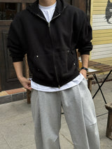 Hold rivet crop hooded zip-up
