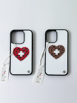 [Glass] Leopard Heart Case