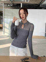 カラーシースルーストライプロングスリーブTシャツ