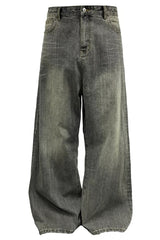 Textured Wide-Leg Jeans