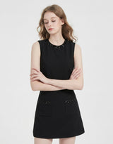  [ATELIER] Muse Sequin Detail Pocket Sleeveless Mini Dress Black