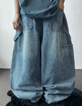 Johnsy Carpenter Balloon Fit Elastic Waist Denim Pants 3color