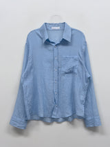 [Unisex] フォミリネンチェックオーバーフィットシャツ