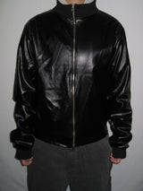 Leather Jersey Zip-Up Jacket