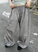 Metallic Track Wide Nylon Trousers