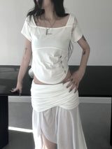 luel lace button short sleeve (2color)