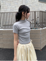 RIBBED HALF NECK TEE (4C)