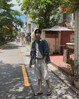 Duns One-Pleat Wide Bermuda Pants