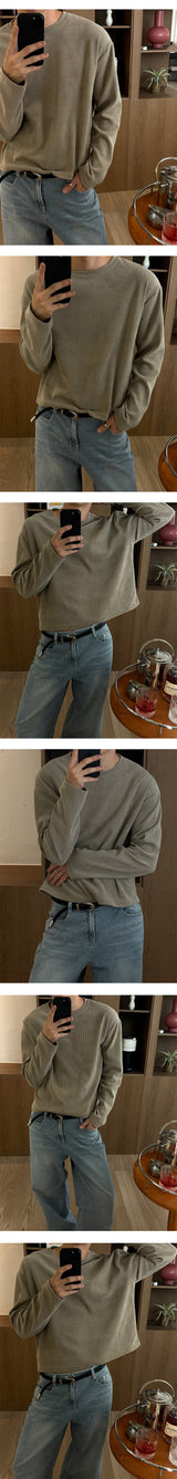 Crop waffle long sleeves(3color)