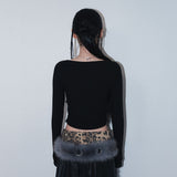 cross patch lace sleeve - black