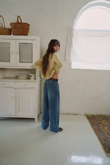 Open sheer blouse_mustard