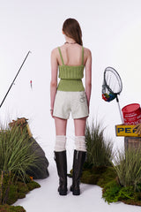 CABLE PATTERN KNIT SLEEVELESS [OLIVE]