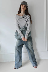 26SS★ DRAPE DOT GRAPHIC ANGORA TOP