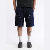 Double Knee Jorts - Raw Blue