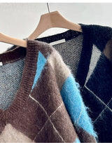 [F/W] Argyle brush v neck knit(2color)